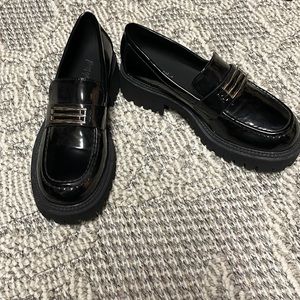 Chunky patent leather loafers